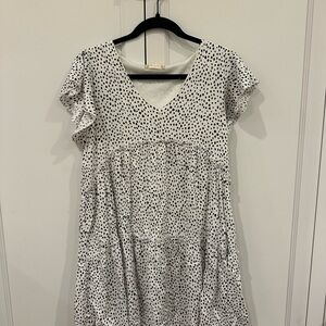 Altar'd State Black and White Spotted Midi Dress
